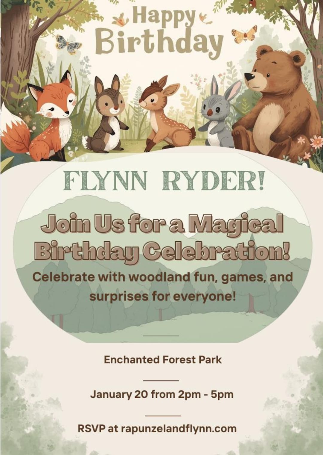 Forest Rave Invite Forest Friends Birthday Invitation Template - Etsy