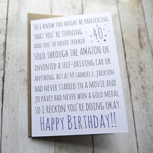 40th Birthday card - Funny 40th Birthday Card - Fortieth Birthday - Awkward cards - Funny birthday card