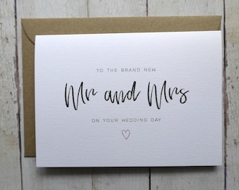 Mr and Mrs Wedding Day card // Congratulations on your wedding day // Card for bride and groom // Wedding card // Friend's wedding day //