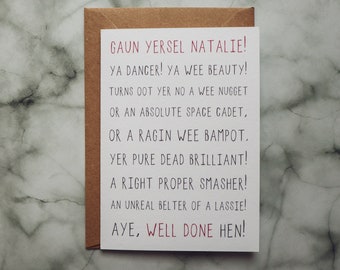 Funny well done card - Scottish card - New job card - Graduation card - Exam card