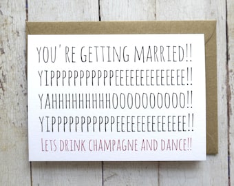 Funny engagement card // Wedding card // You're getting married // Friend's wedding // Friend's engagement // Engagement congratulations //