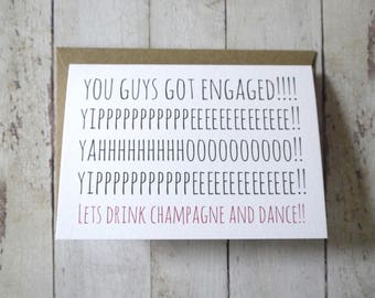 Funny engagement card // Wedding card // You guys got engaged! // Friend's wedding // Friend's engagement // Engagement congratulations //