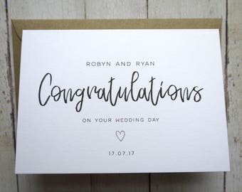 Personalised Wedding Day card - Congratulations on your wedding day - Card for Bride and Groom