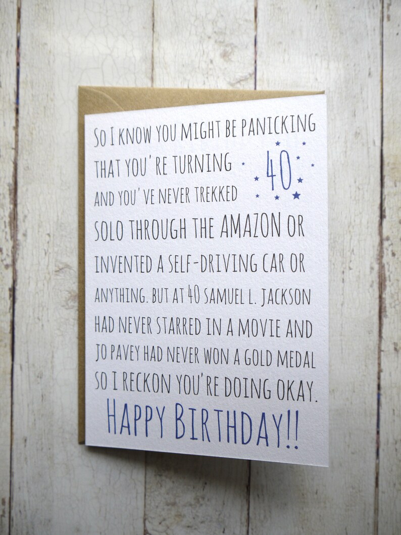 40th Birthday Card Funny 40th Birthday Card Fortieth Etsy