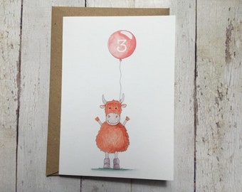 Handgemachte 3. Geburtstagskarte / Happy 3rd Birthday Day / Tier 3. Geburtstagskarte / Handgemachte dritte Geburtstagskarte
