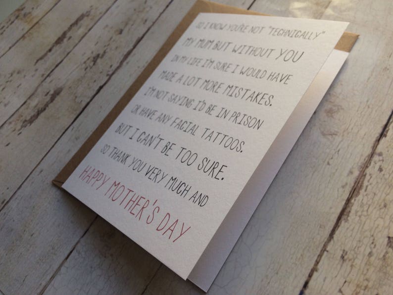 Step Mum Mother's day card // Mother figure card // Funny Step Mum card // I know you're not technically my Mum // Thank you Step Mum // image 3