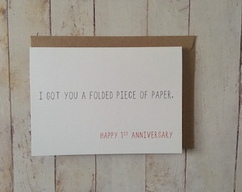 Funny First Anniversary card // 1st Anniversary // Card for Husband // Card for Wife // Anniversary card // Paper 1st Anniversary  //
