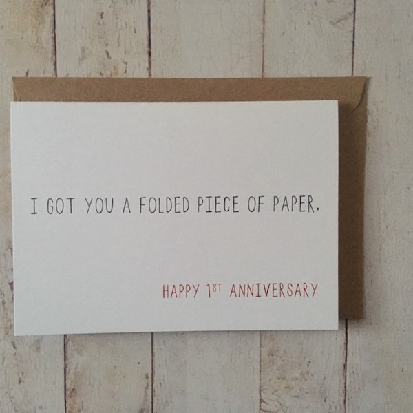 Funny First Anniversary card // 1st Anniversary // Card for Husband // Card for Wife // Anniversary card // Paper 1st Anniversary  //