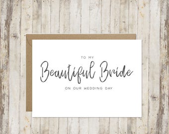 To my Beautiful Bride on our Wedding Day card // Bride Wedding Day Card // Card for Bride // Card from Groom // To my Bride // Wedding day