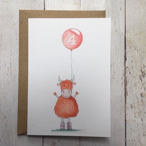 Handmade 4 ° compleanno carta - felice giorno di compleanno 4 - animale 4 scheda di compleanno