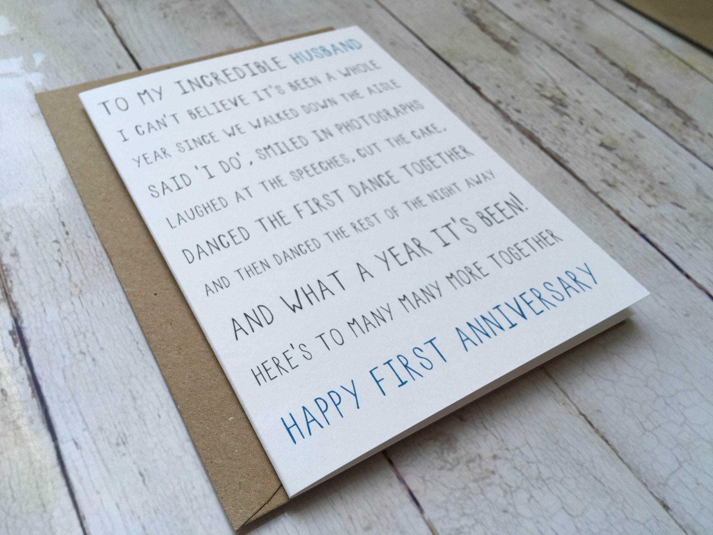 First Anniversary Card for Husband 1st Anniversary Husband Etsy