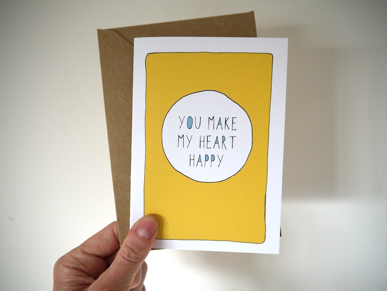 Love card Husband Birthday card You make my heart happy Funny Anniversary card