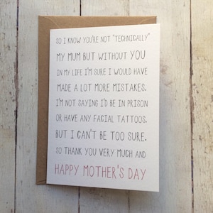 Step Mum Mother's day card // Mother figure card // Funny Step Mum card // I know you're not technically my Mum // Thank you Step Mum // image 1