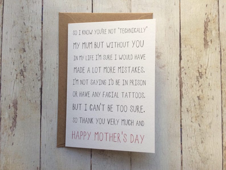 Step Mum Mother's day card // Mother figure card // Funny Step Mum card // I know you're not technically my Mum // Thank you Step Mum // image 1