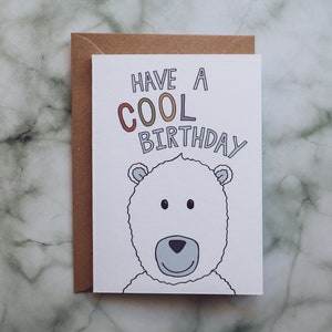 Polar Bear Birthday Card // Kid&#39;s Happy Birthday Card