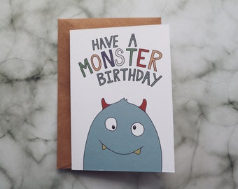 Carte d’anniversaire Monster // Carte d’anniversaire heureux de l’enfant