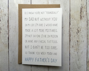 Step Dad Father's day card // Father figure card // Funny Step Dad card // I know you're not technically my Dad // Thank you Step Dad //