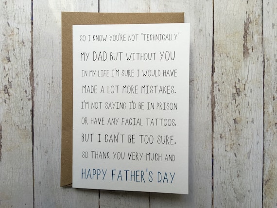 Step Dad Father's day card // Father figure card // Funny Step Dad card // I know you're not technically my Dad // Thank you Step Dad //