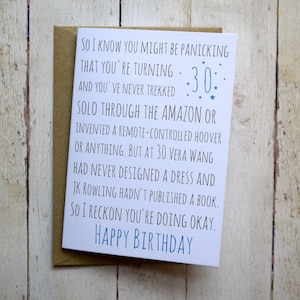 30th Birthday card - Funny birthday card - Awkward card - Thirtieth birthday