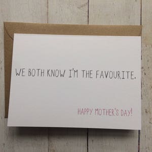Tarjeta del día de la madre // Ambos sabemos que soy el favorito // Tarjeta divertida del día de la madre // Tarjeta divertida // Tarjeta para mamá // Tarjeta para mamá // Tarjeta para mamá //