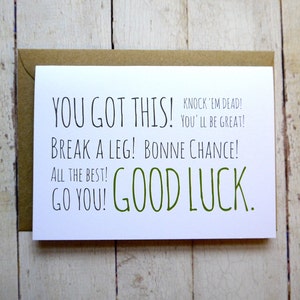 Carte Bonne chance - Nouvelle carte de travail - Carte d'examen - Bonne chance