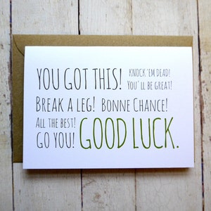 Good luck card New job card Exam card Bonne chance image 1