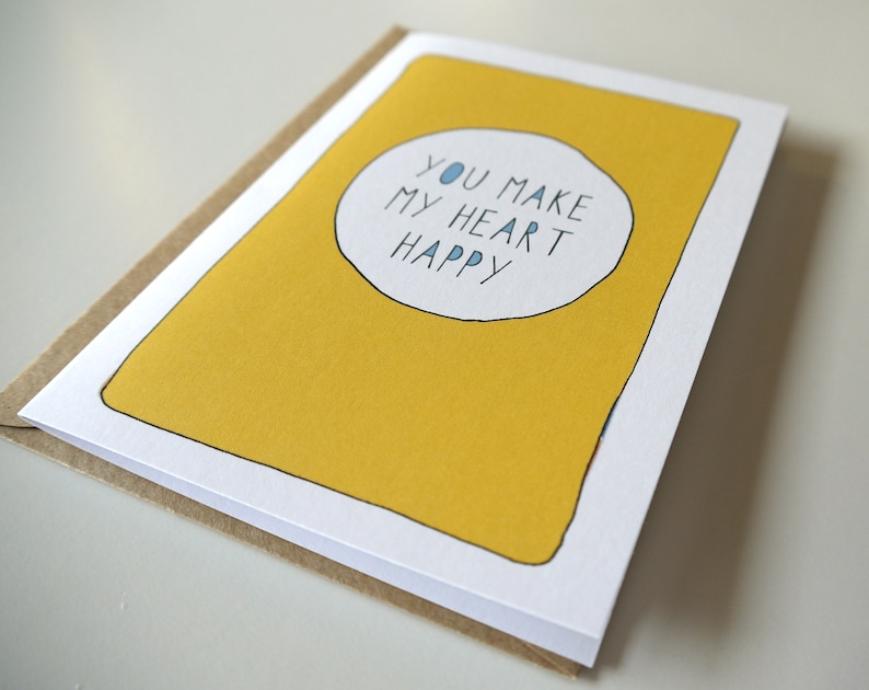 Love card Husband Birthday card You make my heart happy Funny Anniversary card