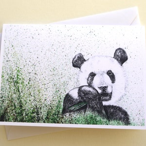 Carte panda faite main // Dessin au crayon // Aquarelle // Carte animal // Carte de fête // Carte d'anniversaire // Carte de voeux // Carte vierge //