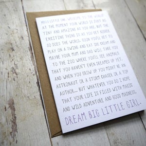 New baby card // Cute New Baby Girl card // Letter to baby // Baby congratulations // Funny card // Baby Girl card // New parents image 2