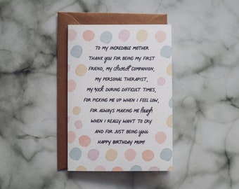 Funny birthday card for Mum - Mum birthday card - Mom birthday card - Card from daughter