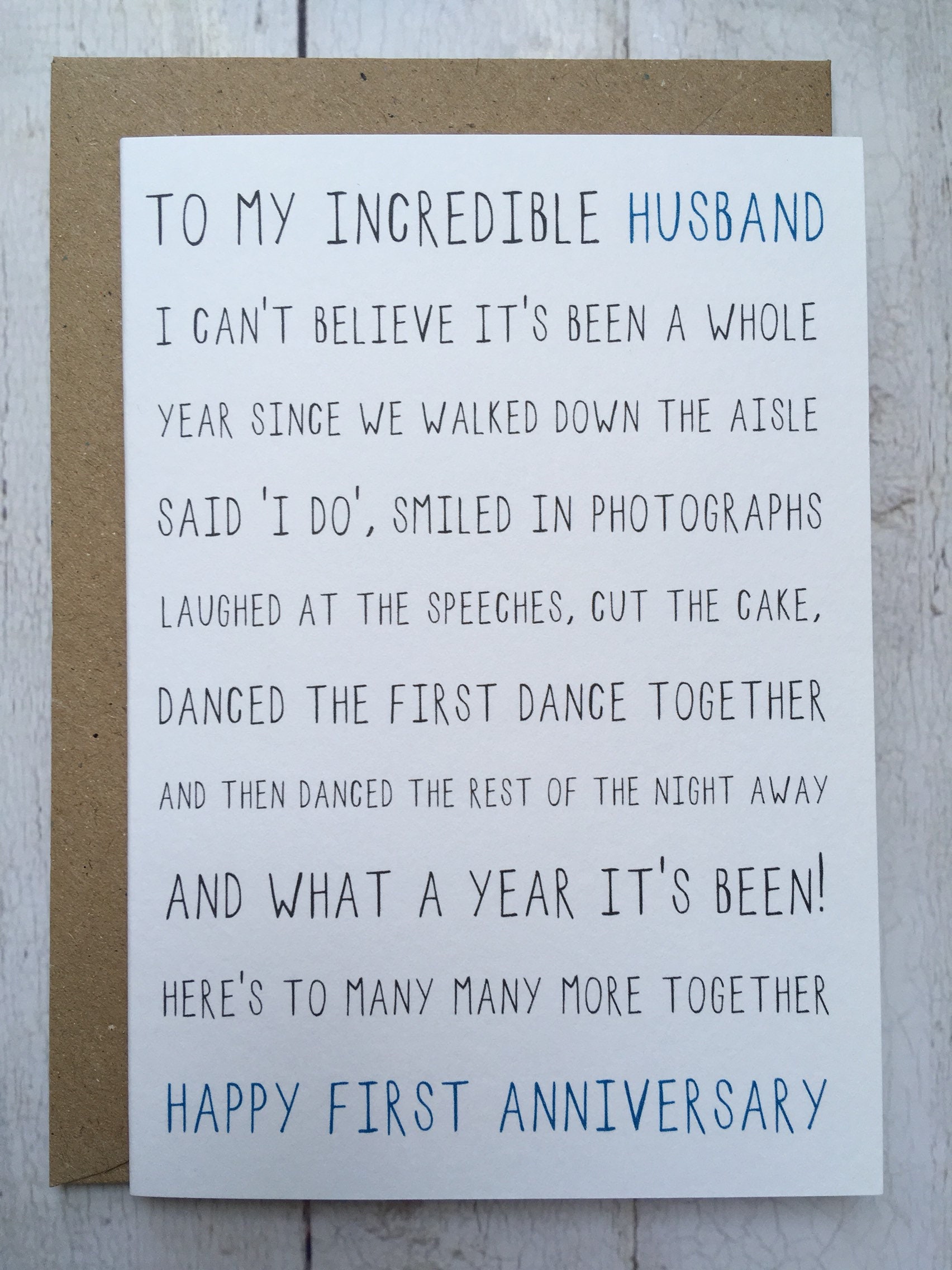 First Anniversary Card for Husband 1st Anniversary Husband Etsy