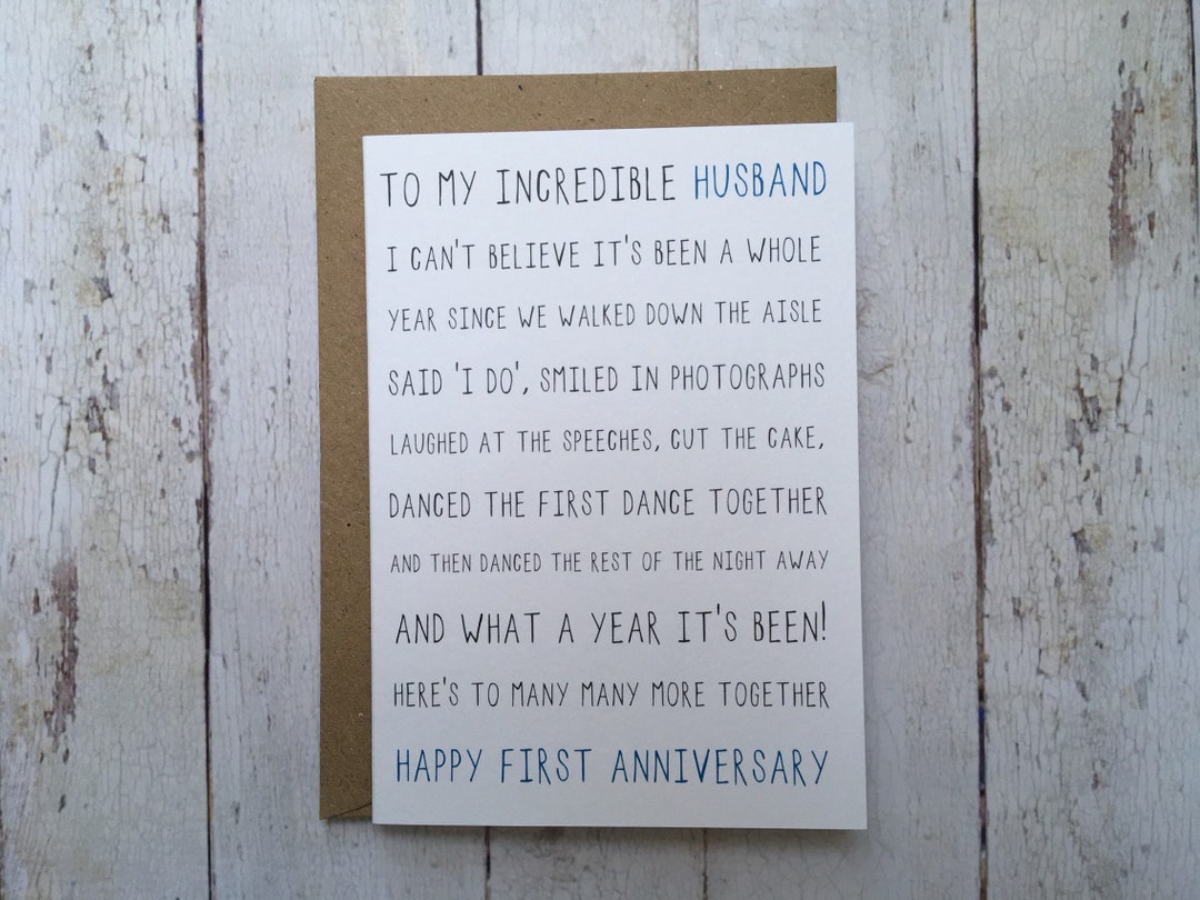 First Anniversary Card for Husband 1st Anniversary Husband Etsy