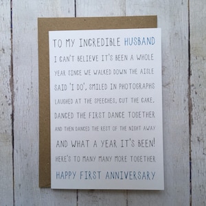Tarjeta del primer aniversario para el esposo - 1er aniversario del esposo