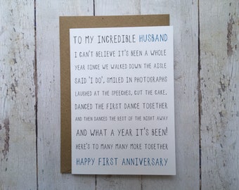 First Anniversary card for Husband - 1st Anniversary Husband