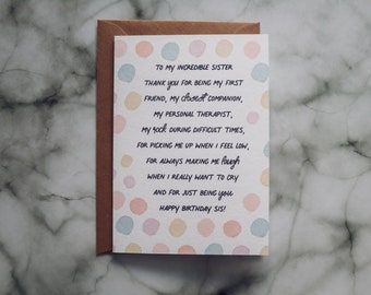 Carte d'anniversaire pour soeur - Carte d'anniversaire pour soeur - Carte pour frères et sœurs - Spécial soeur