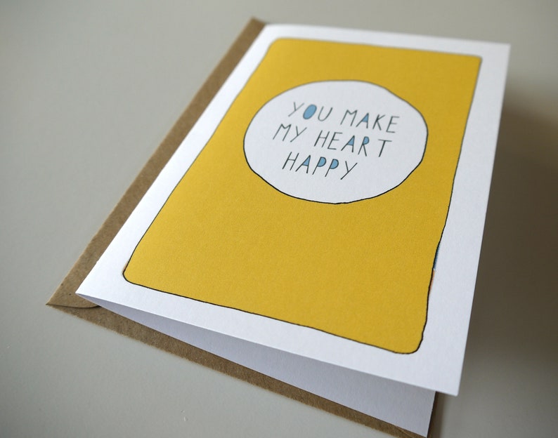 Love card Husband Birthday card You make my heart happy Funny Anniversary card