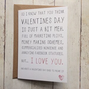 Carte de Saint-Valentin // La Saint-Valentin est un peu meh // Carte anti-Saint-Valentin // Carte d'amour // Carte de femme de mari // Carte de petit ami et de petite amie
