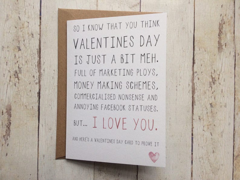 Valentines day card // Valentines day is a bit meh // Anti-valentines day card // Love card // Husband Wife card //Boyfriend Girlfriend card image 1