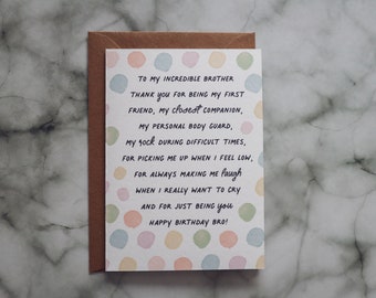 Carte d'anniversaire frère // Carte d'anniversaire frère amusante // Carte d'anniversaire pour frère // Anniversaire frère // Carte frères et sœurs // Soeur à frère