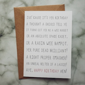 Carte d'anniversaire amusante // Carte d'anniversaire amusante // Carte d'argot écossais // Carte de joyeux anniversaire // Carte de Glasgow // Carte d'insulte amusante //