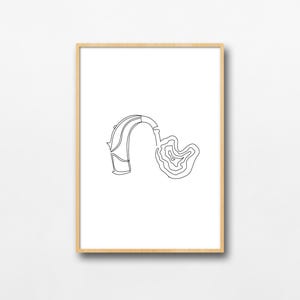 BTE Hearing Aid Line Art Print: Audiology Gift (Digital Download)