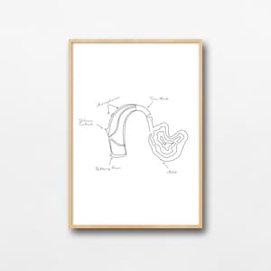 Hearing Aid Parts Line Art Print: Audiology Gift (Digital Download)
