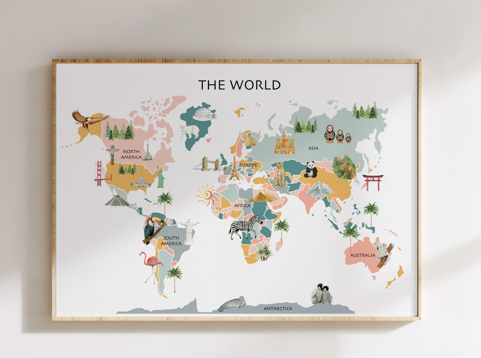 World Map Digital Download, Pastel World Map, World Map Painting ...