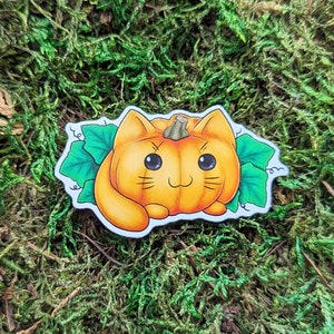 Pumpkitty 2&quot; Glossy Vinyl Sticker