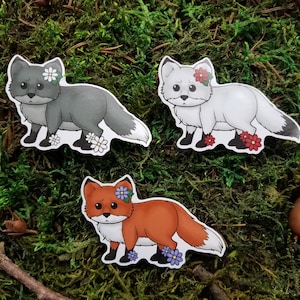 Flower Fox 2" Glossy Vinyl Stickers