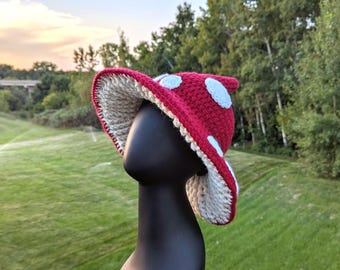 Made to Order: Dark Red Modern Mushroom Witch Hat