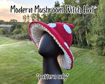 Modern Mushroom Witch Hat Crochet Pattern