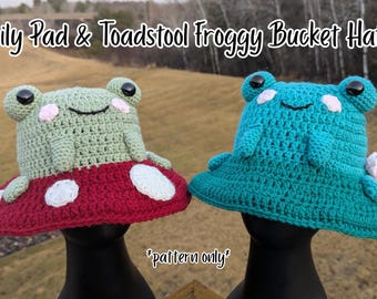 Lily Pad & Toadstool Froggy Bucket Hat Crochet Pattern