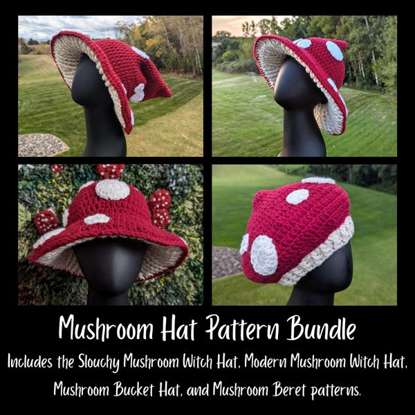 Mushroom Hat Crochet Pattern Bundle
