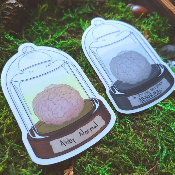 Abby Normal Brain Jar 3" Glossy Transparent Vinyl Stickers